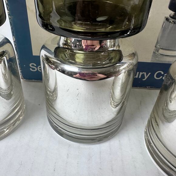 Vintage elements set of 3 mercury candle holders (1 broken) - Picture 6 of 12